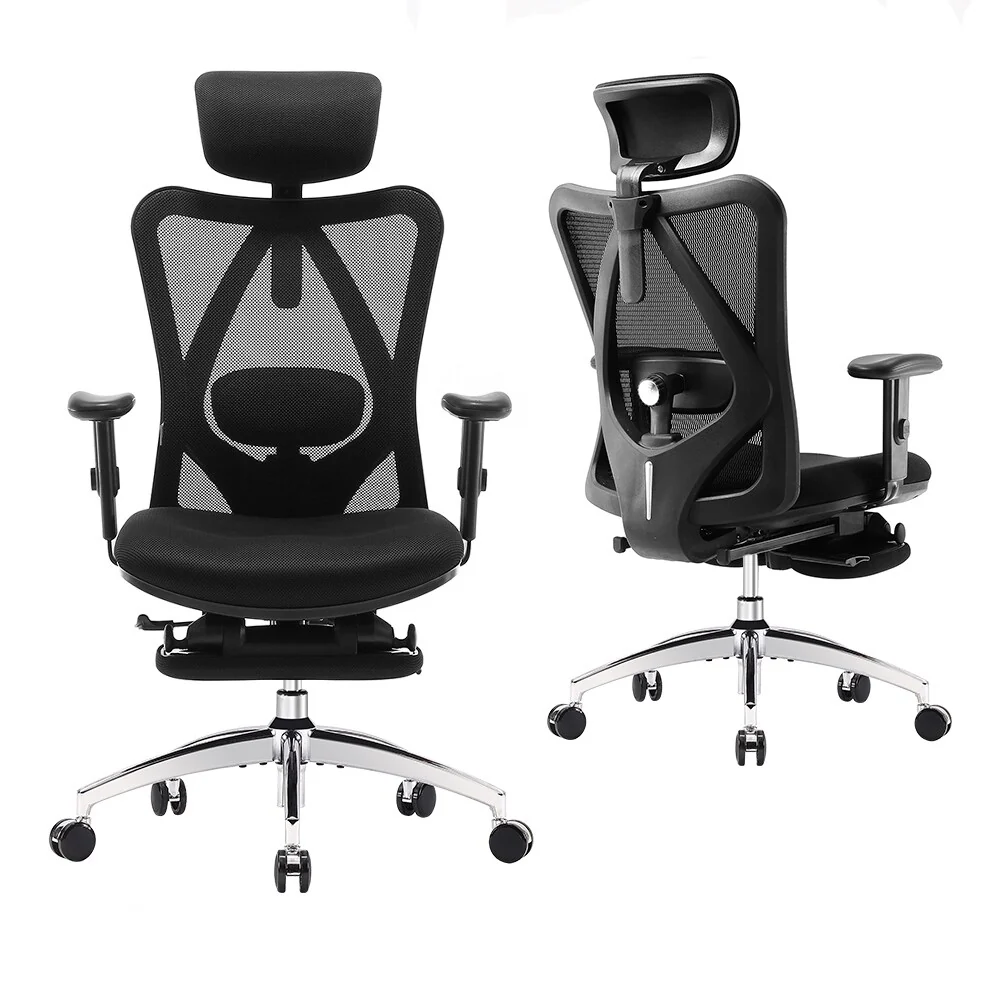 SIHOO Ergonomic Office Chair with Footrest,High Back chair for big and tall, Black - 68*70*130