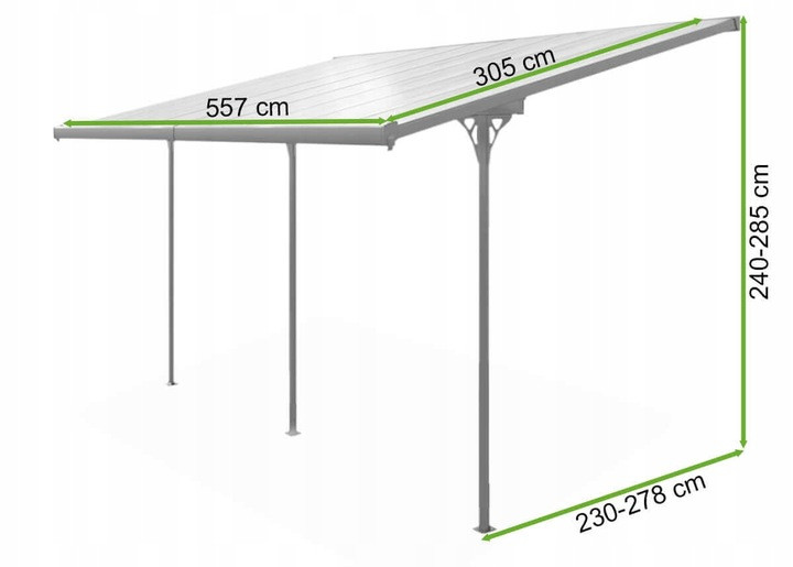 Wiata Ogrodowa Zadaszenie507x305cm Poliwęglan Samochodowa