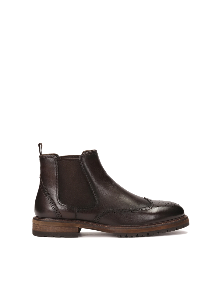 Brown leather Chelsea boots with ornamentation