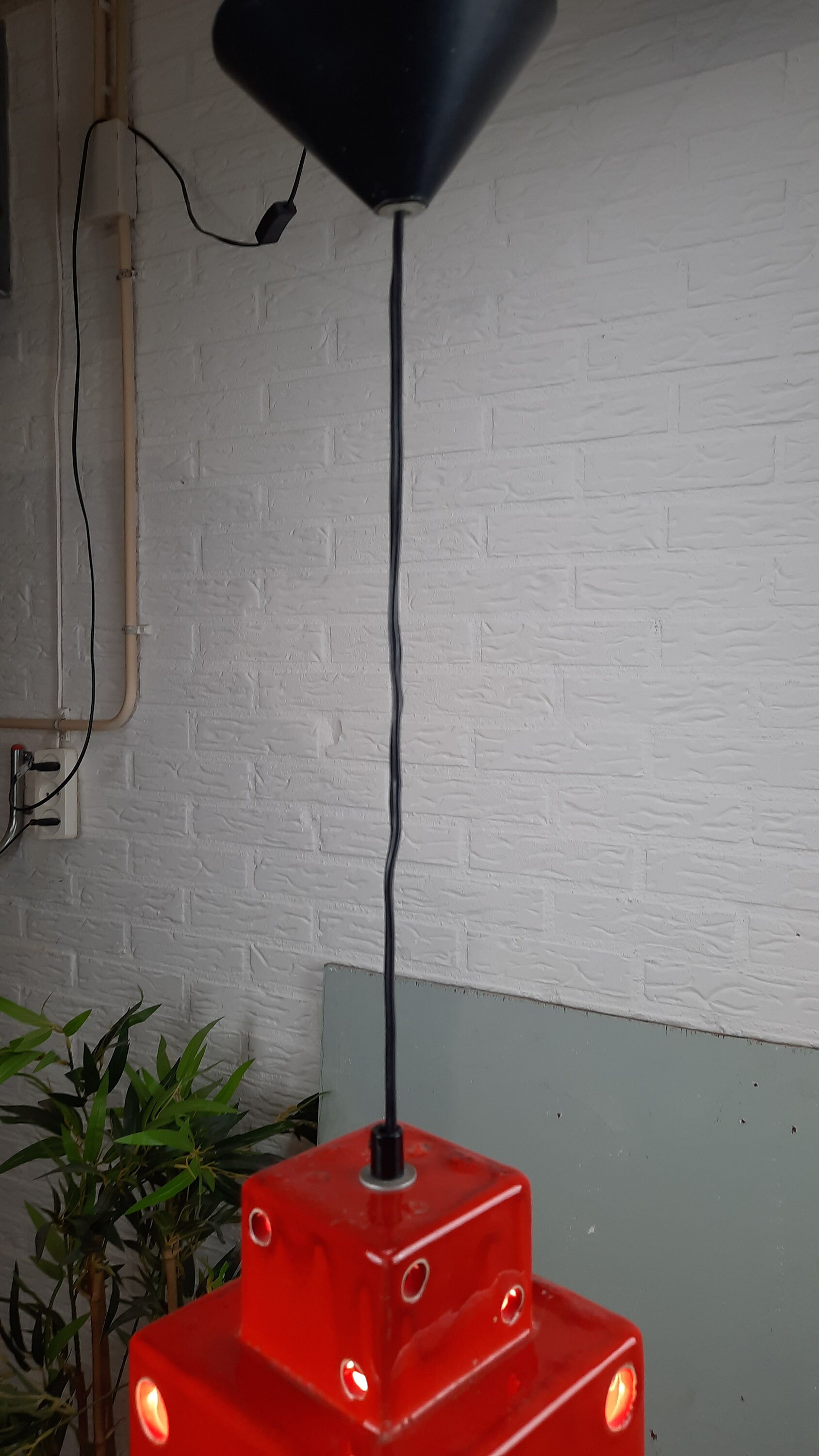 Vintage Ceramic Cube Hanging Lamp '70s retro