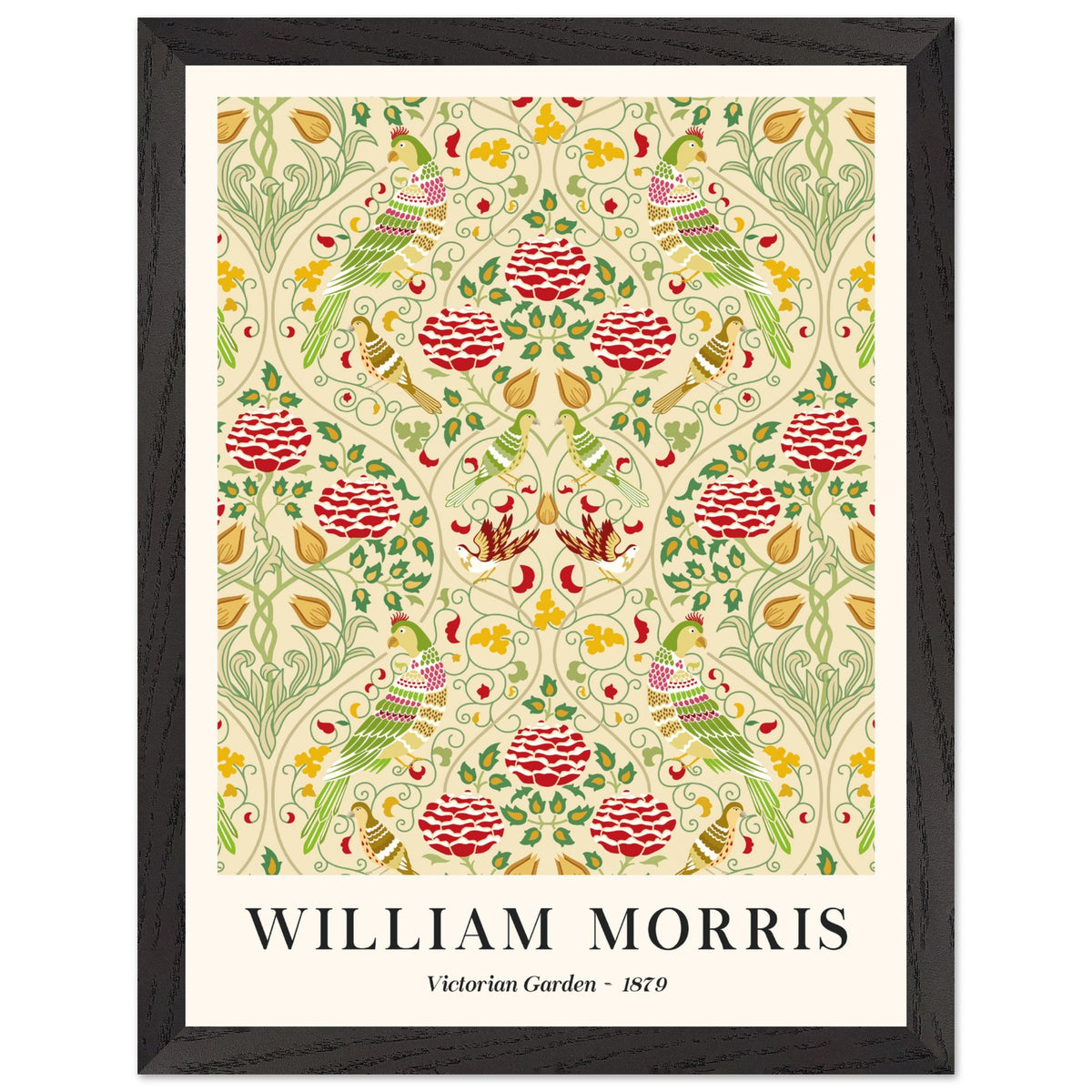 Artfulprints Poster met Lijst William Morris - Victorian garden 1879  - 30x40 cm - Groen