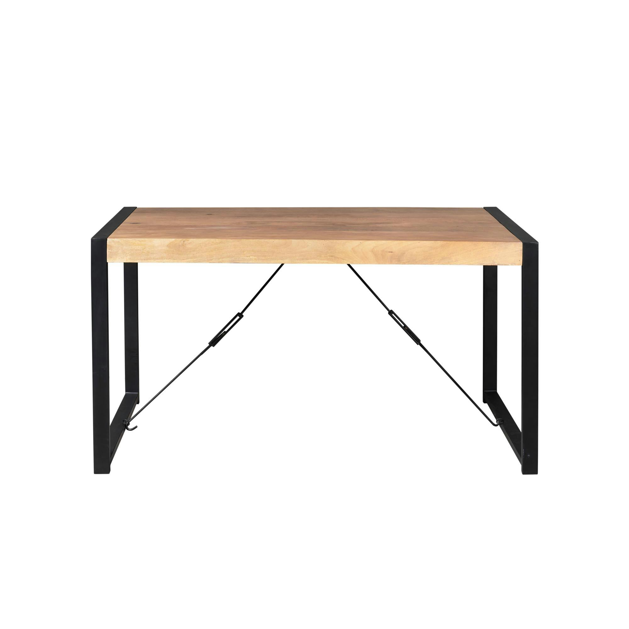 Table à manger bois clair à tendeurs noirs 160 cm MILORA