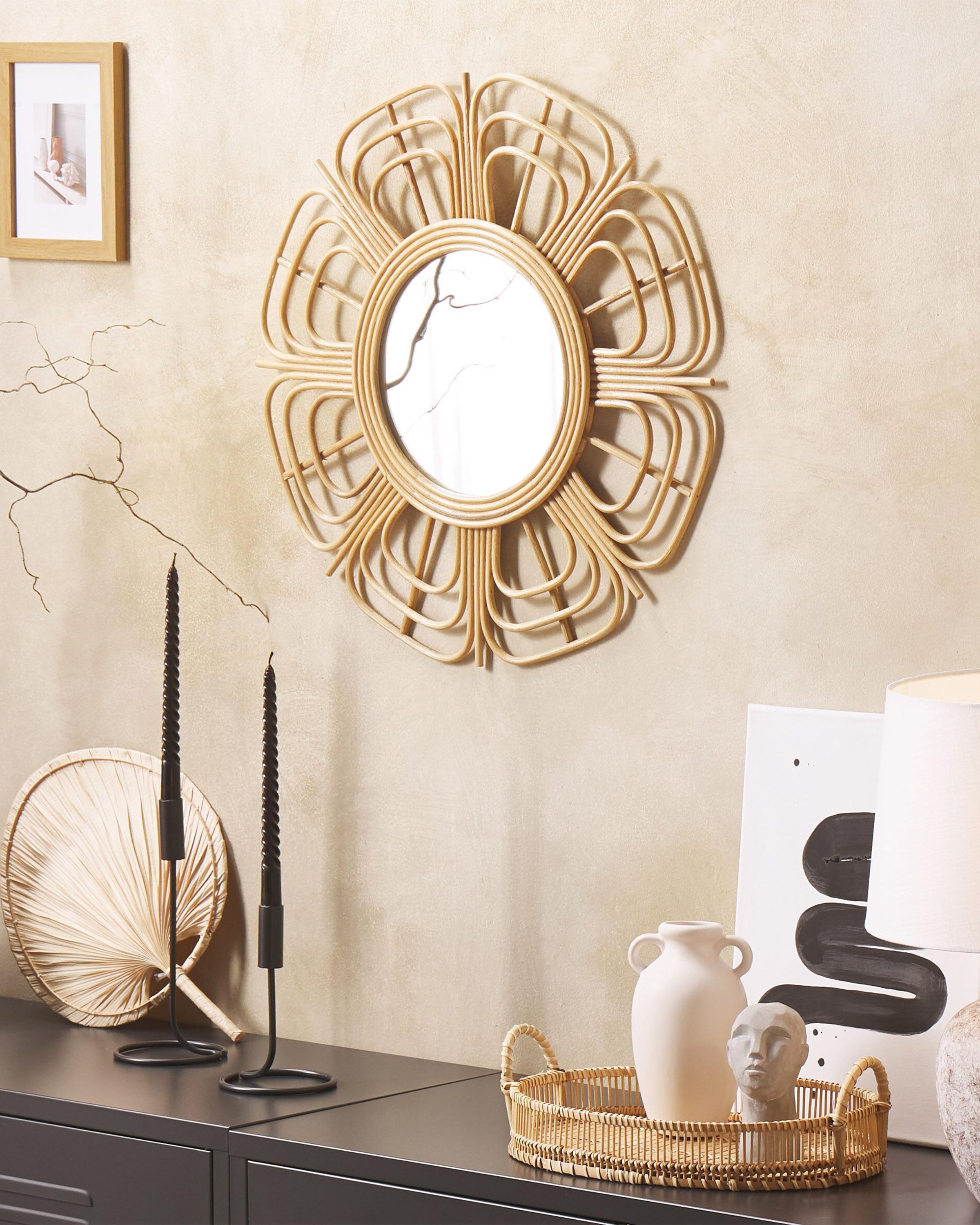 Wall Mirror PASAKU 60 cm 60 cm Rattan Natural