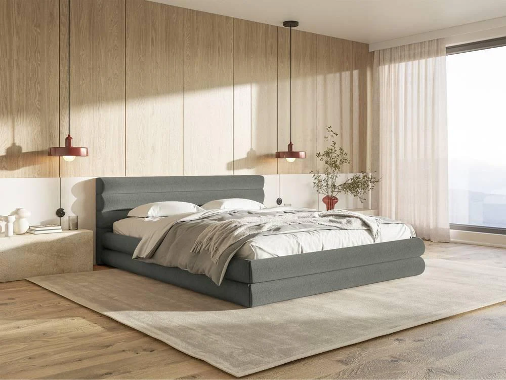 Gestoffeerd bed Alvaro chenille 160 x 200 met beddengoedcontainer