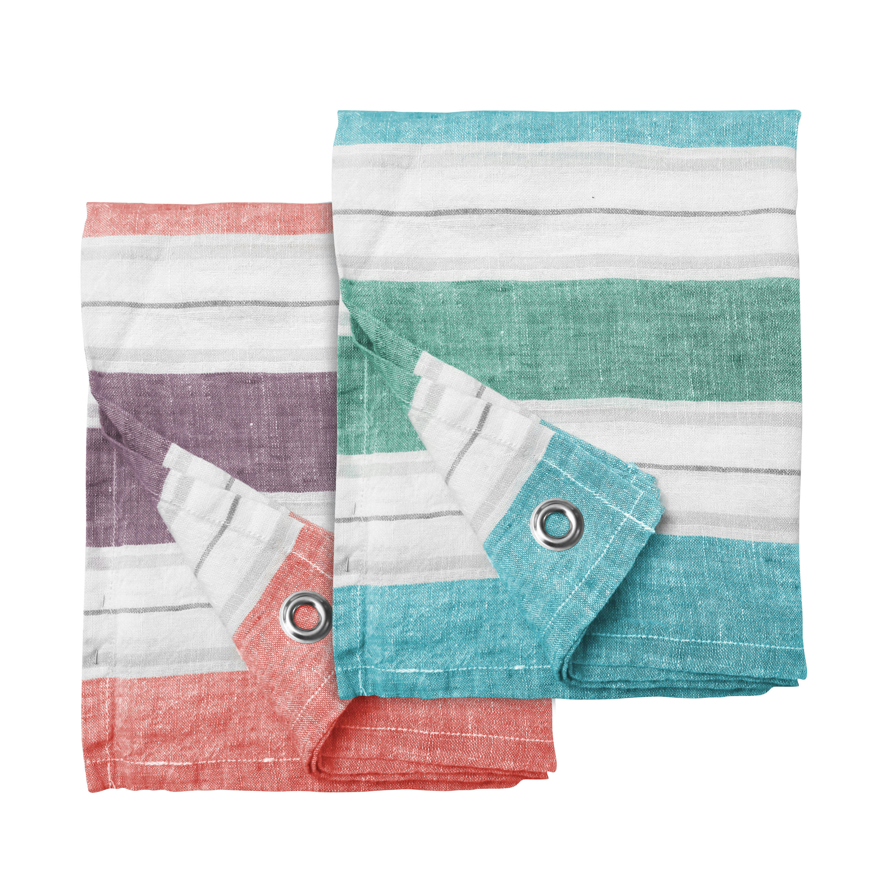 JEU DE RAYURES - Set de deux torchons en lin 47x70 cm Multicolore