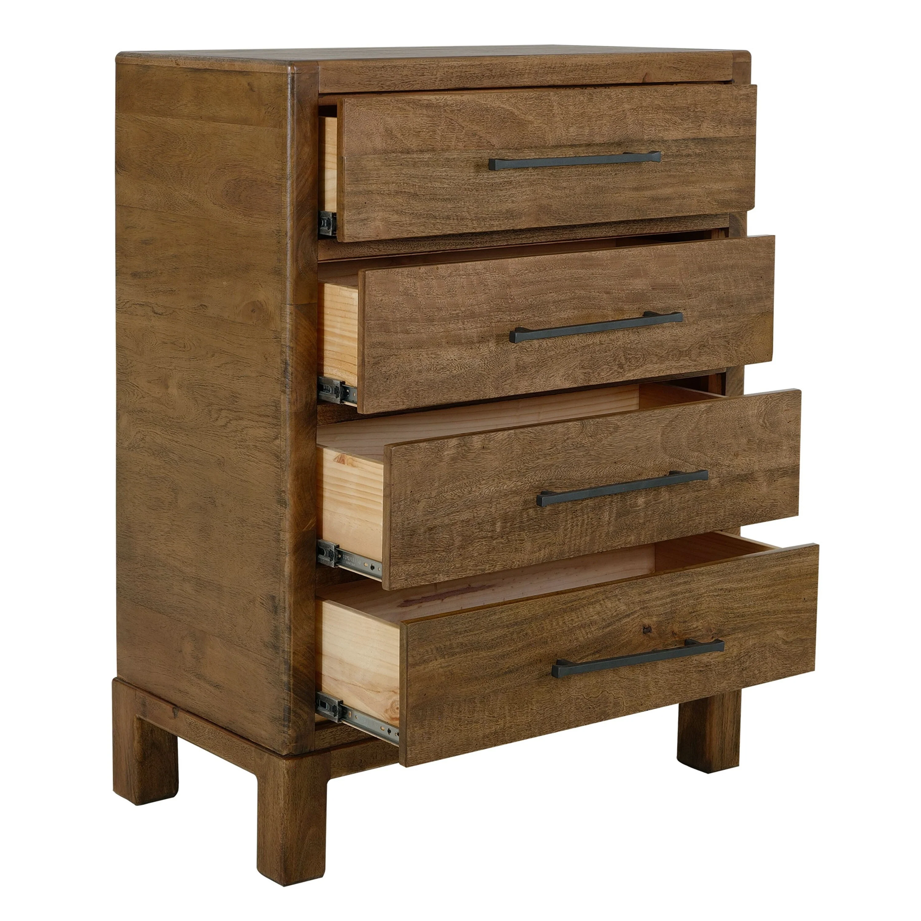 Terry Tall Dresser Chest, 4 Drawer, Walnut Brown Mango and Melina Wood