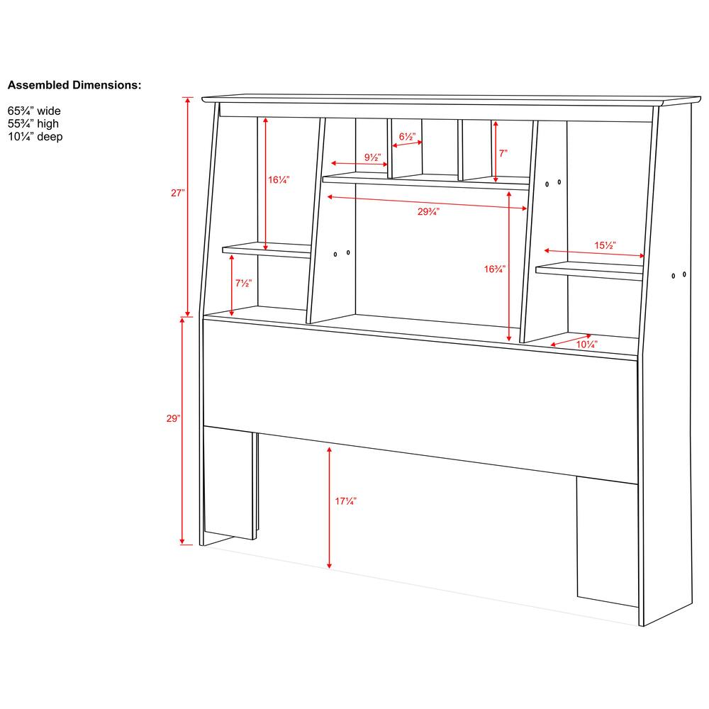 Prepac Tall Slant-Back Bookcase Full/Queen Headboard