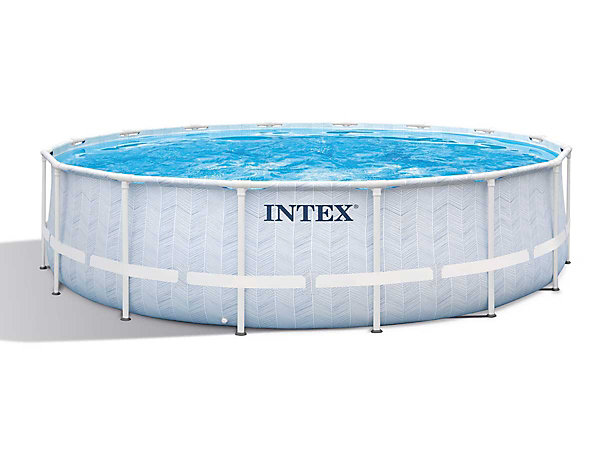 Kit piscine tubulaire Intex Chevron ronde 4,88 x 1,22 m   6 cartouches de filtration   Bâche à bulles