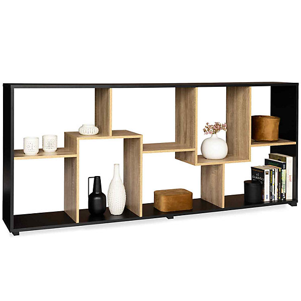 Etagère à double position TANIA bois noir et imitation hêtre L.161 cm