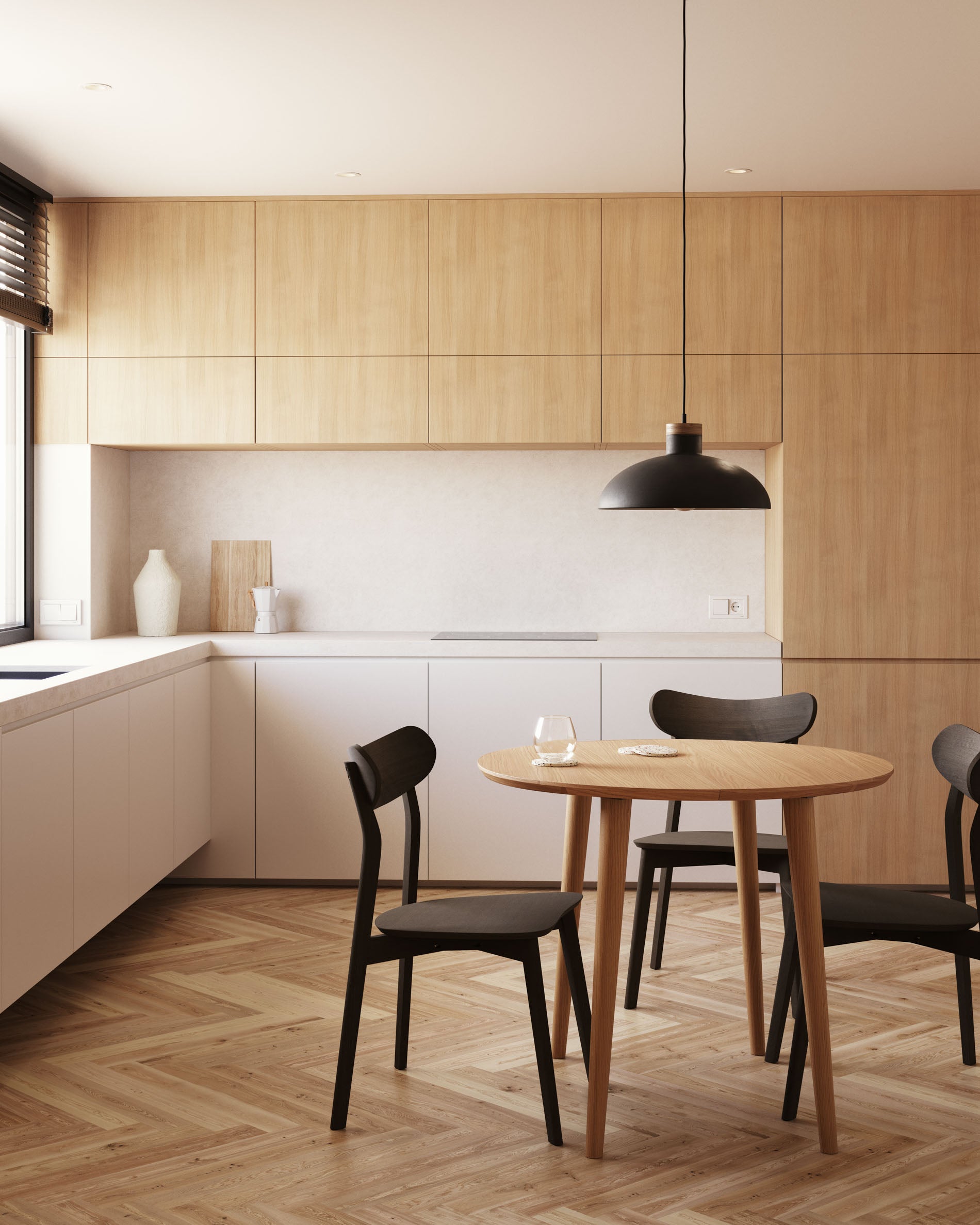 Kave Home - Oqui uitschuifbare ronde tafel van MDF in eikenfineer met