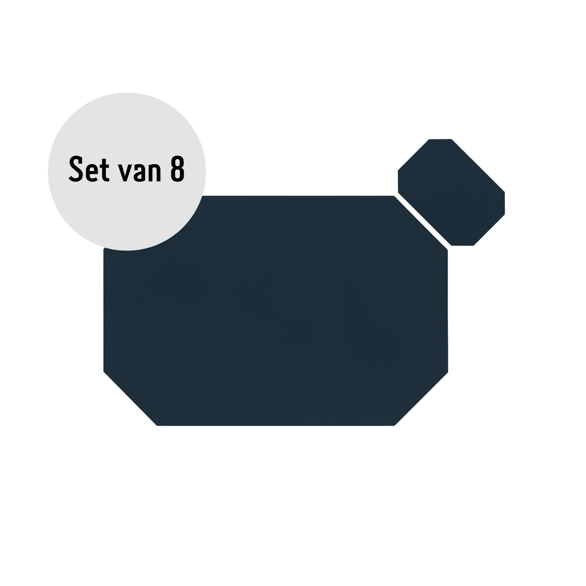 Krumble Placemat + onderzetter - PU Leder - Blauw - Set van 8