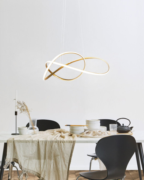 Lampa wisząca sufitowa LED pętla dekoracyjna złota