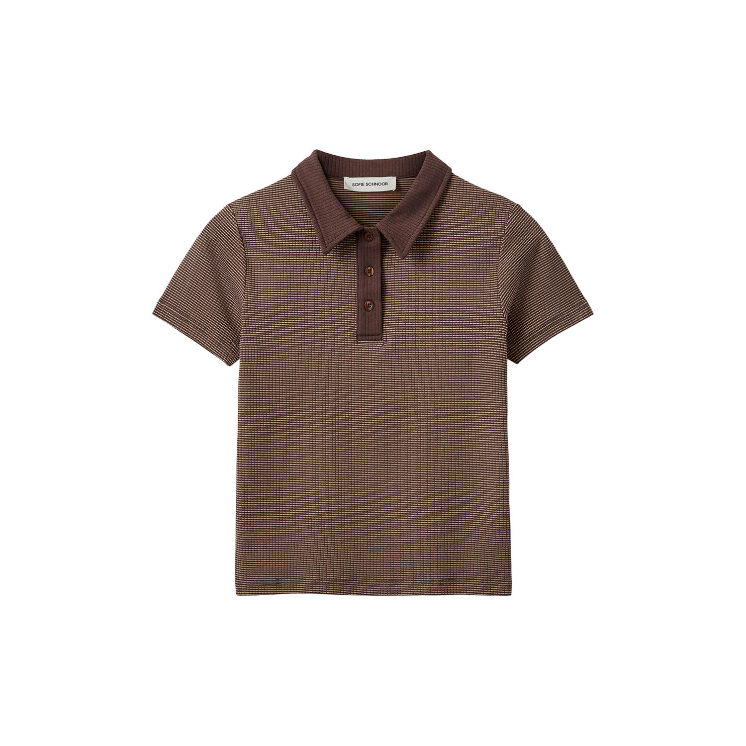 CALISTASW RIB POLO T-SHIRT, brown striped