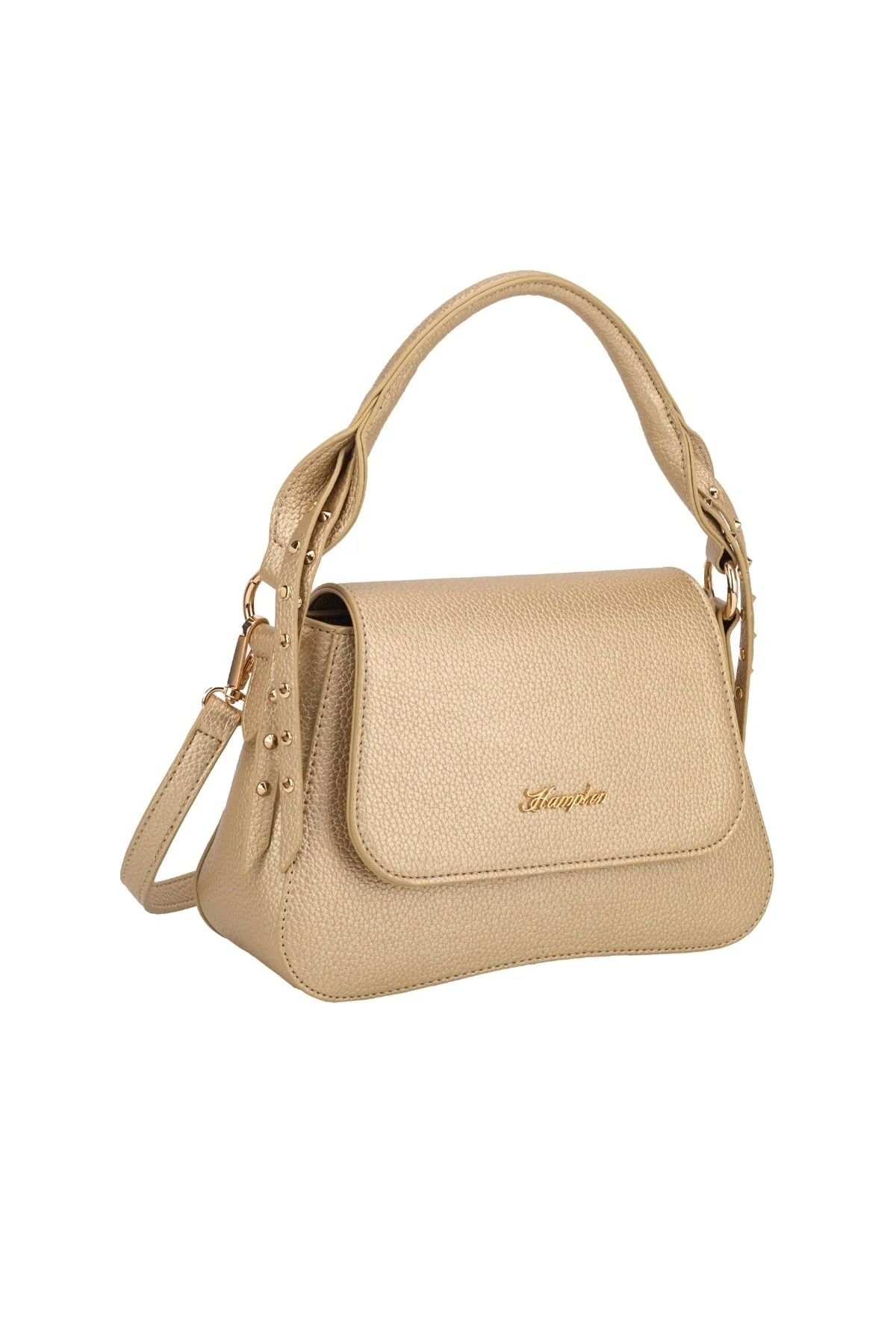 Lily Flap-Over Shoulder Bag in Gold