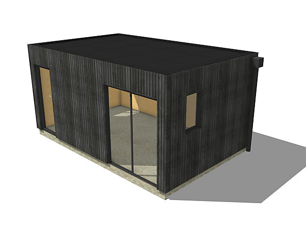 Dépendance de jardin à louer en bois 5,5 x 3,5 x 2,7 m / menuiseries alu k-line
