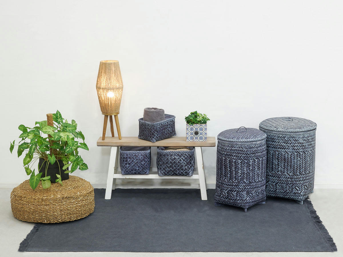 - 2 paniers à linge + 3 corbeilles en palmier (lot de 5)