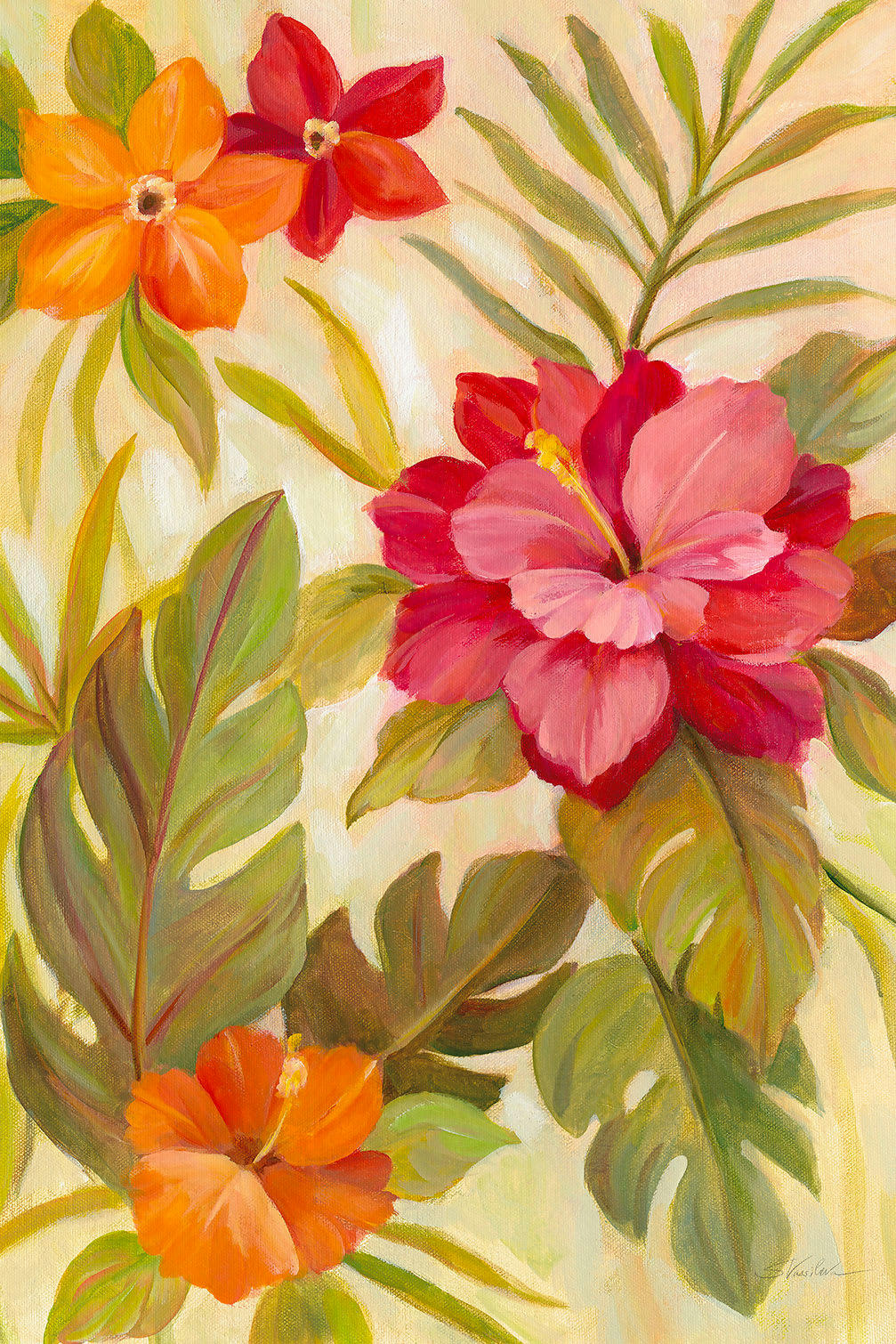 - Tableau Fleurs corail imprimé sur toile 30x45cm