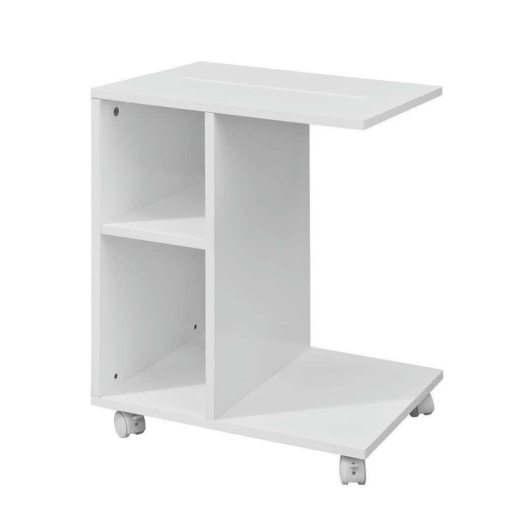 - Table d’appoint roulante 2 étagères en bois blanc