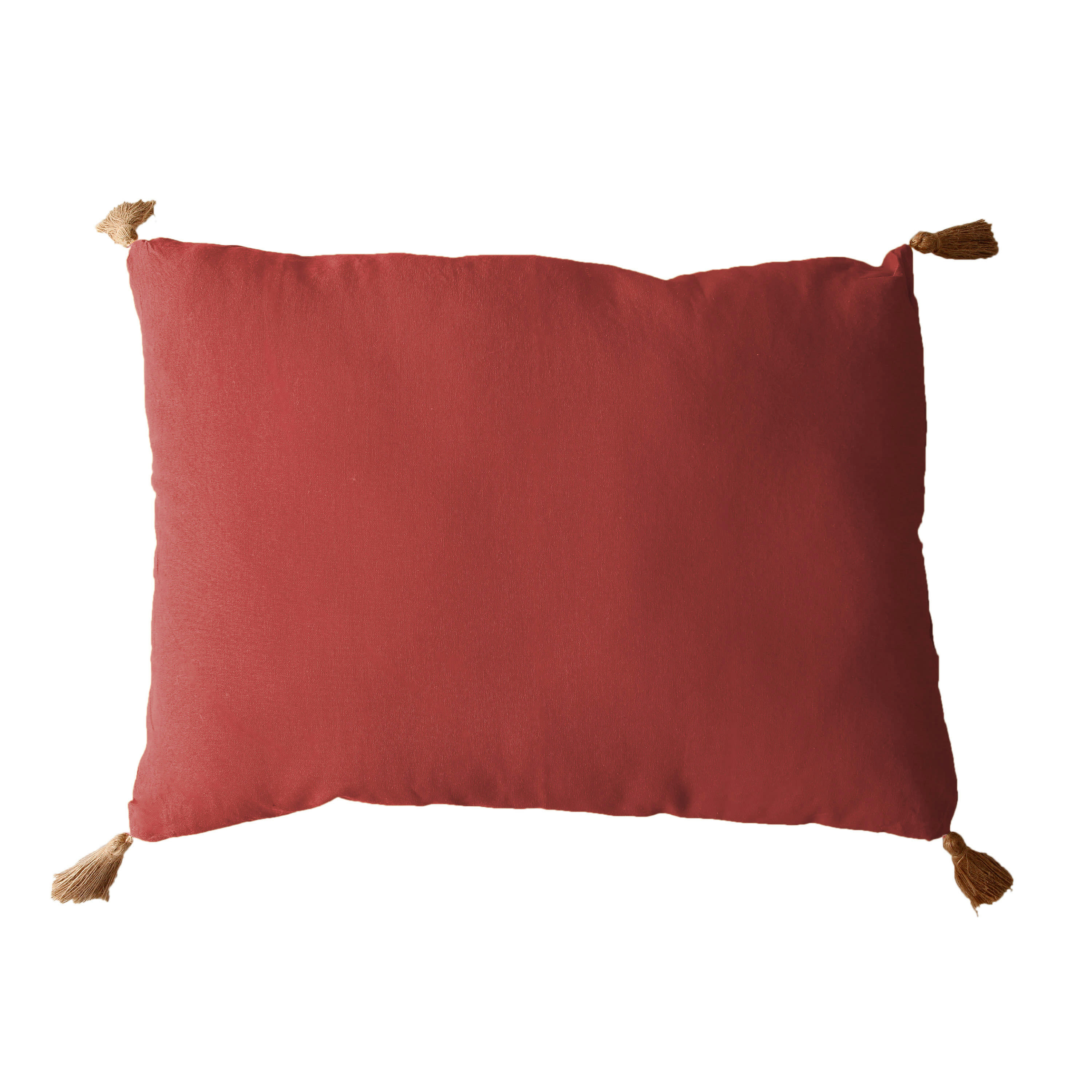 PANAMA - Coussin avec pompons en jute coton orange 70x50