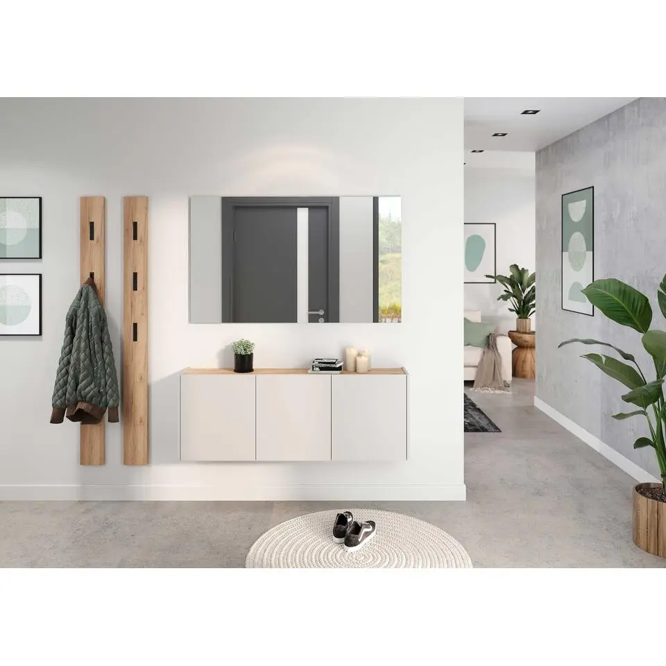 Halkast Lydia - 138x25x52cm - 3 deuren - kasjmier/eikdecor