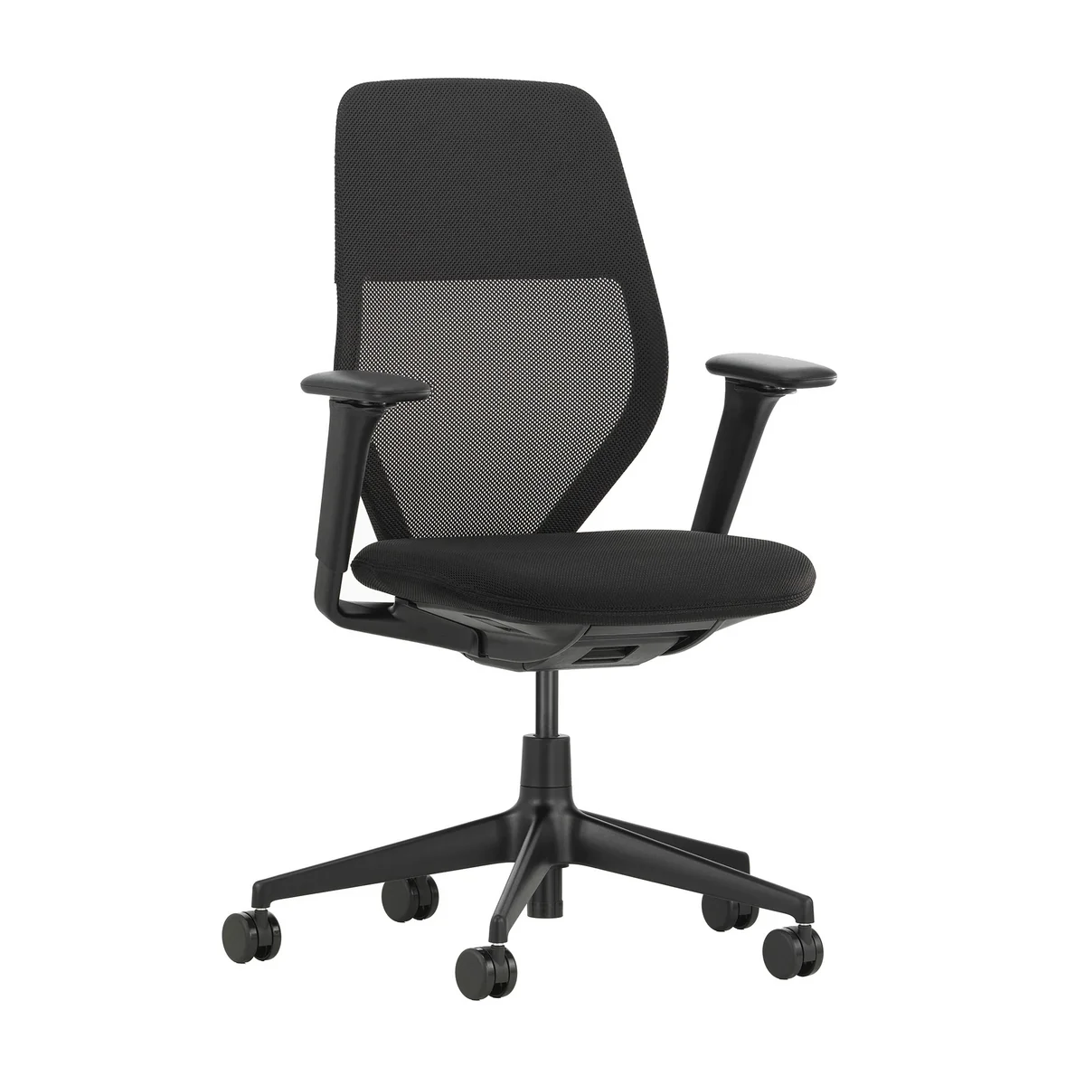 Vitra - ACX Light Bürostuhl, Silk mesh nero / X Net nero, mit Sitztiefenverstellung, höhenverstellbare Armlehnen (Rollen für Hartböden)