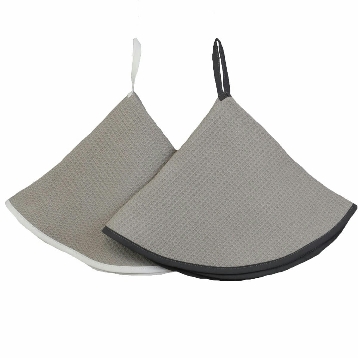 AMBIANCE - Lot de 2 essuies mains en coton gris clair