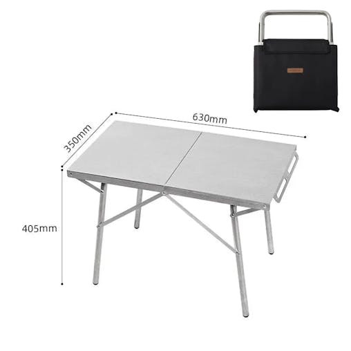 NNEOBA Folding Stainless Steel Camping Table Heat-Resistant Silver