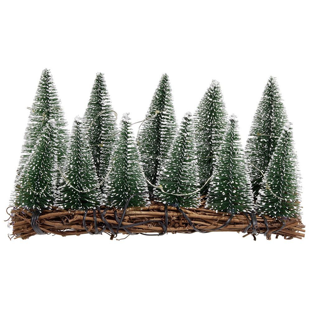 Décoration sapins sur branches 10 LED blanc chaud L.20,5xl.8xH.11 cm