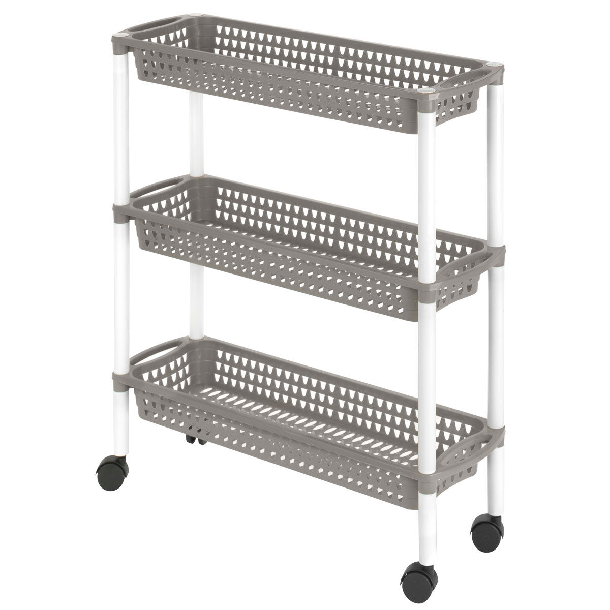Carro de cozinha ALTHEA com 3 cestos cinza com rodas