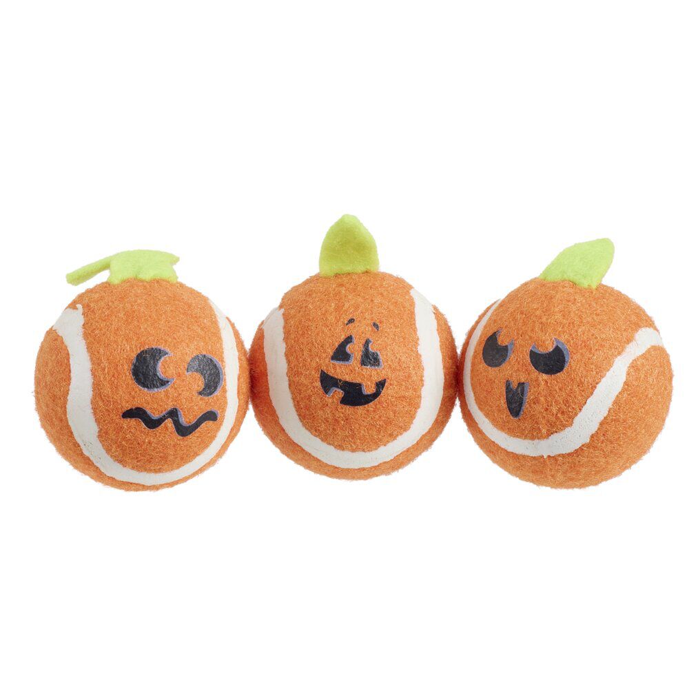 Balle pour chien x3 Halloween caoutchouc orange Ø5xH5,5cm