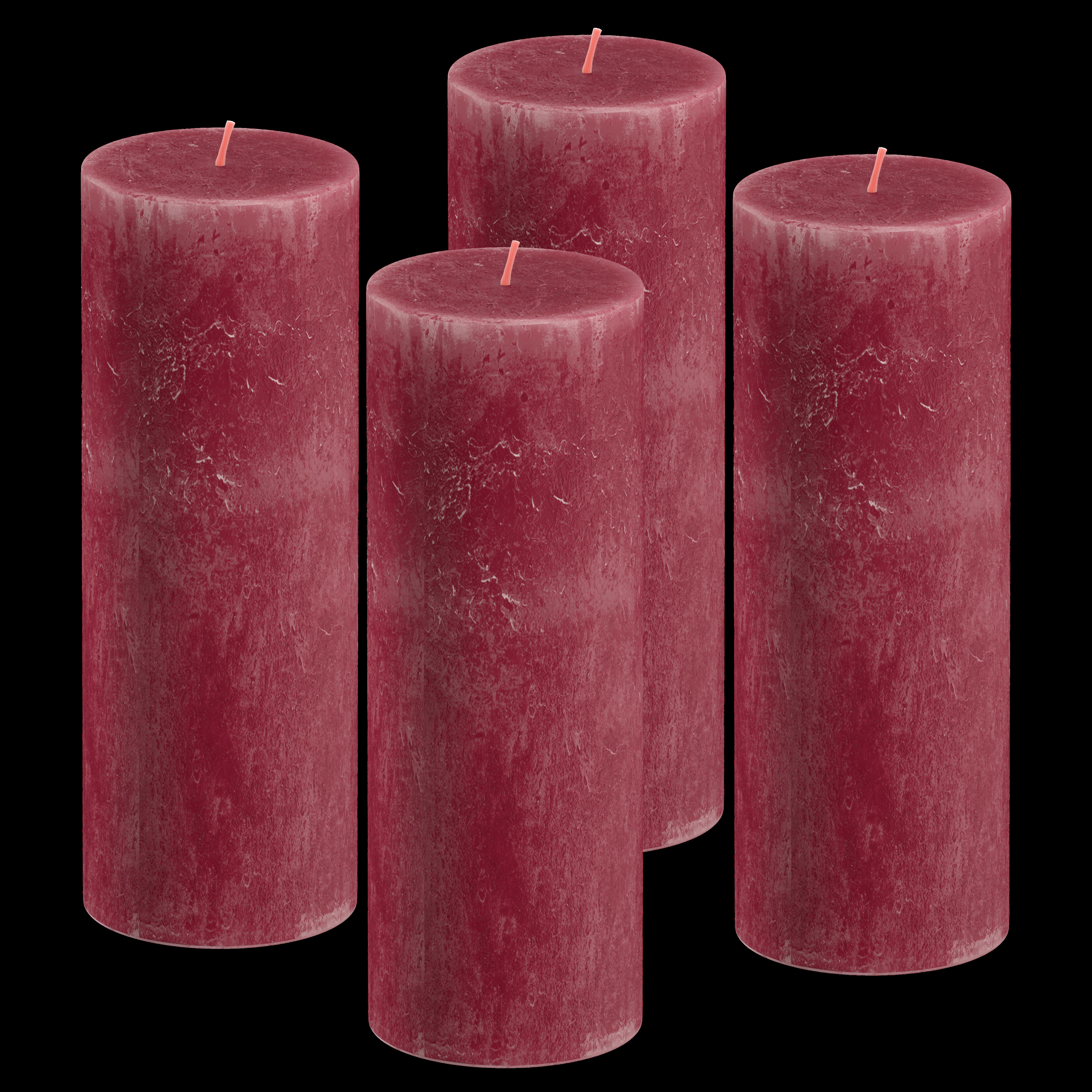 - Lot De 4 Bougies, Rouge, 19 Cm