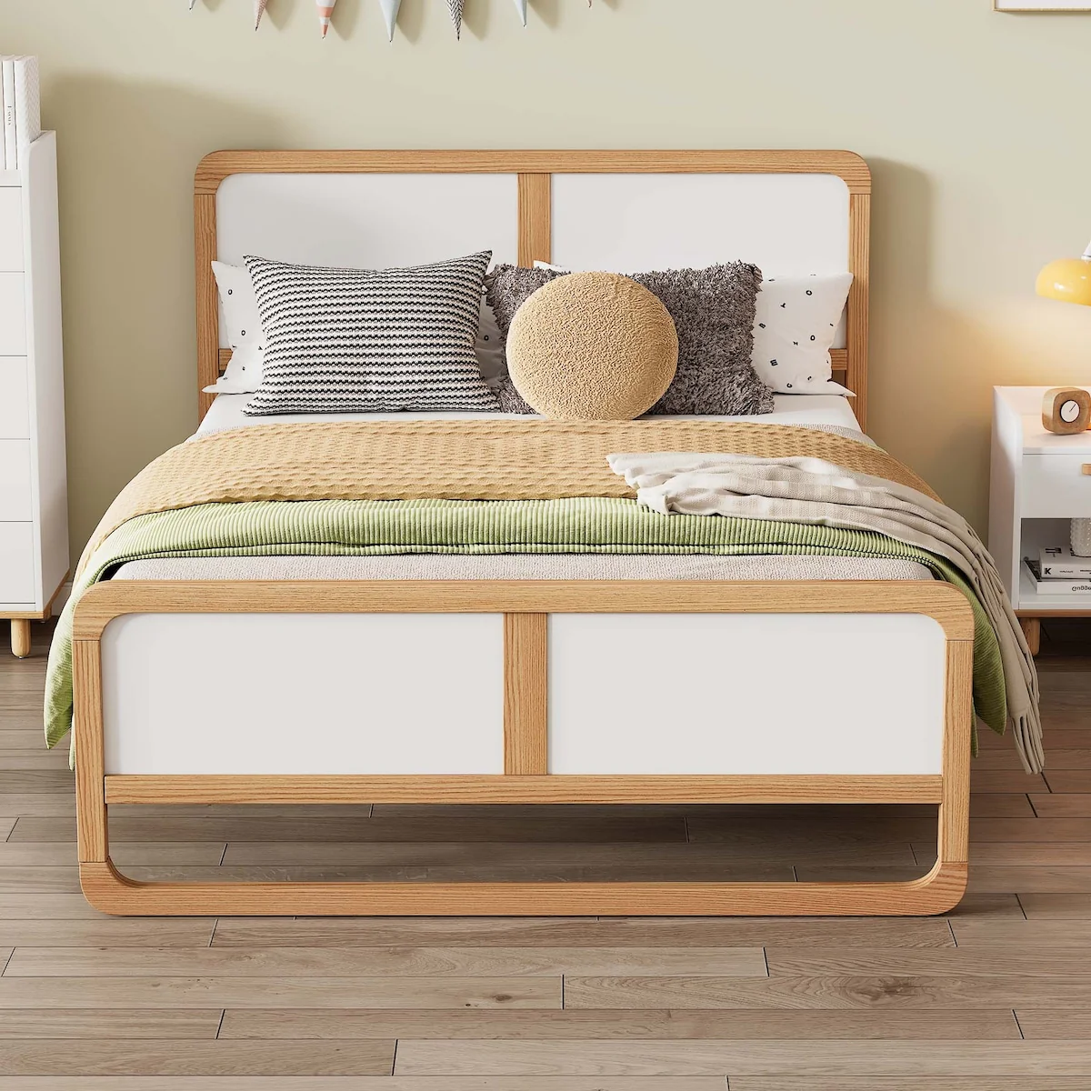 Modern Style Full Size Solid Wood Platform Bed for Kids