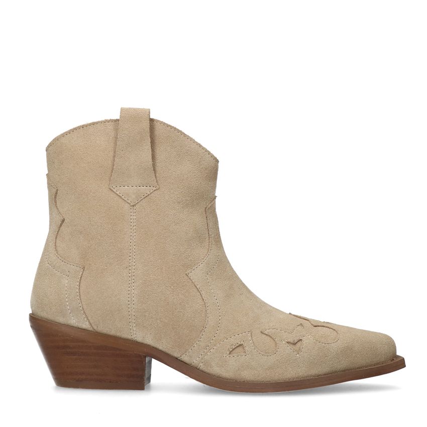 Manfield Beige suède cowboy laarzen