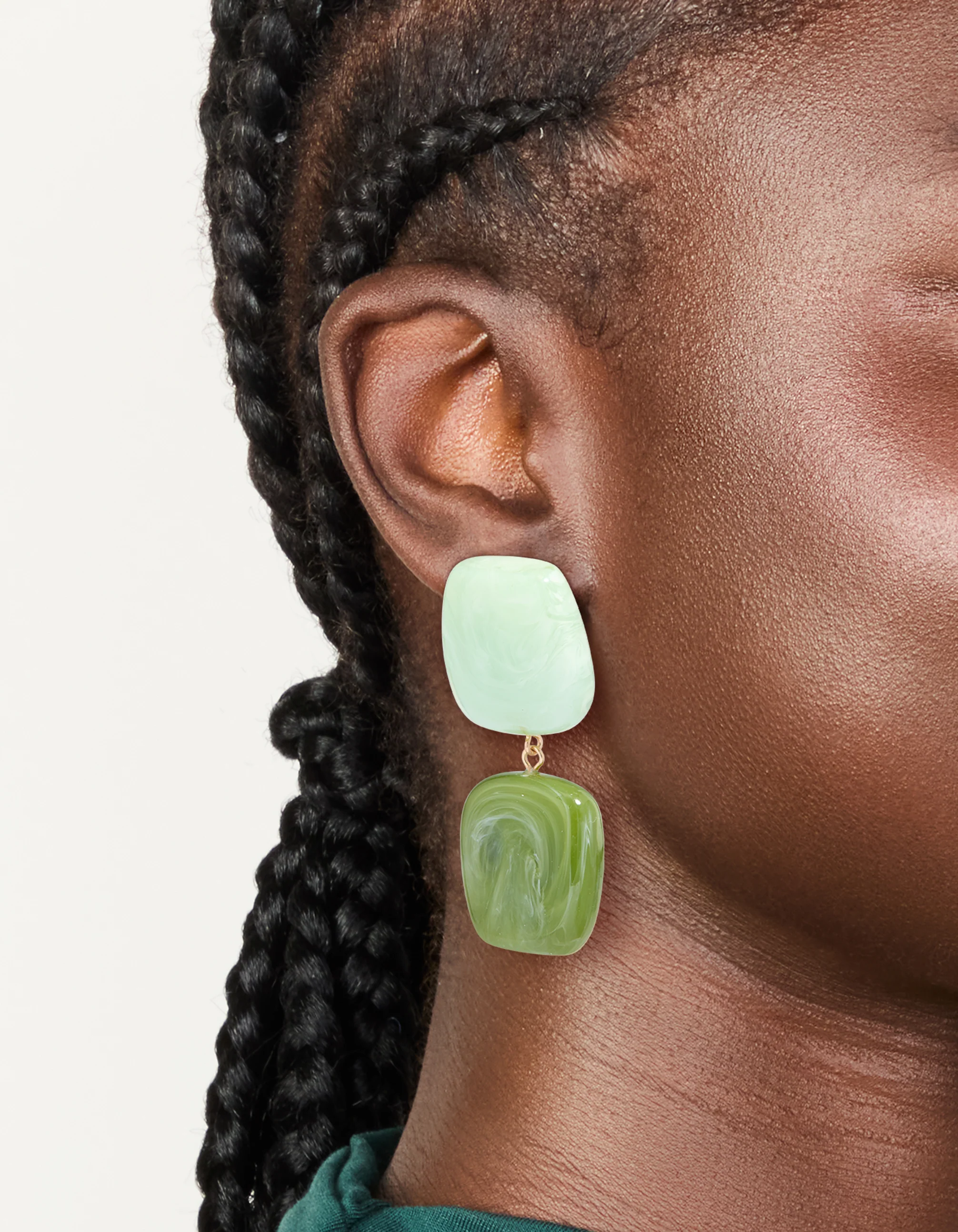 Light & Dark Green Acrylic Double Square Drop Earrings