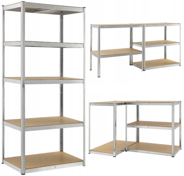 Regał magazynowy metalowy 5 półek wciskany mocny 1000kg 180x90x40cm