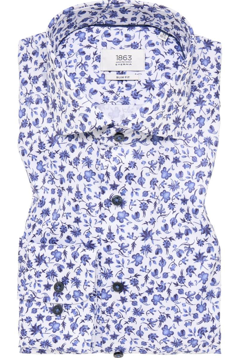 ETERNA 1863 Slim Fit Hemd blau, Bedruckt