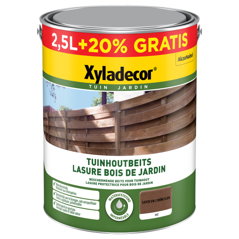 Lasure Bois de jardin chêne clair 2,5 L   0,5 L gratuit XYLADECOR