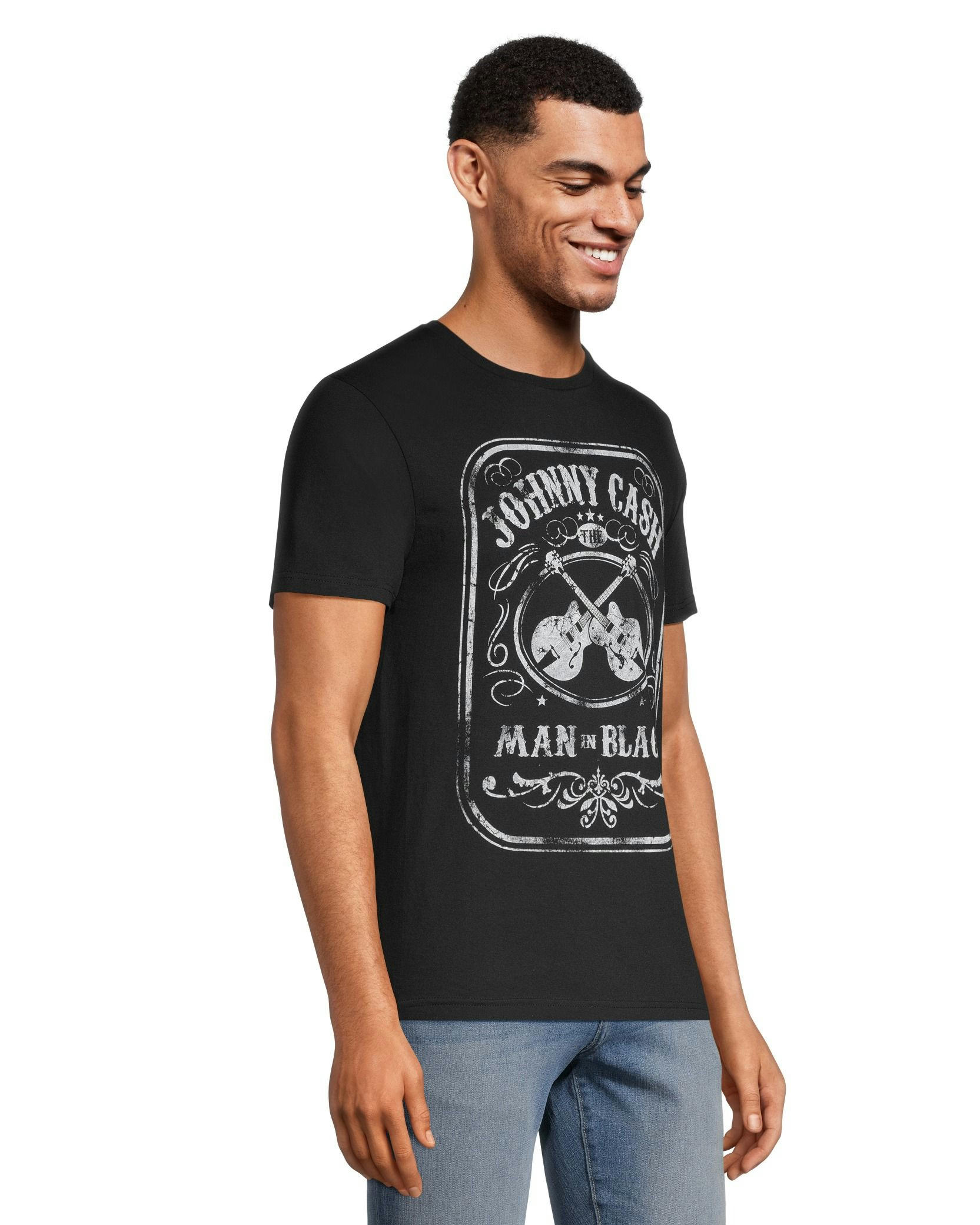 Logo T-Shirts Men's Johnny Cash Man in Black Graphic Vintage T Shirt