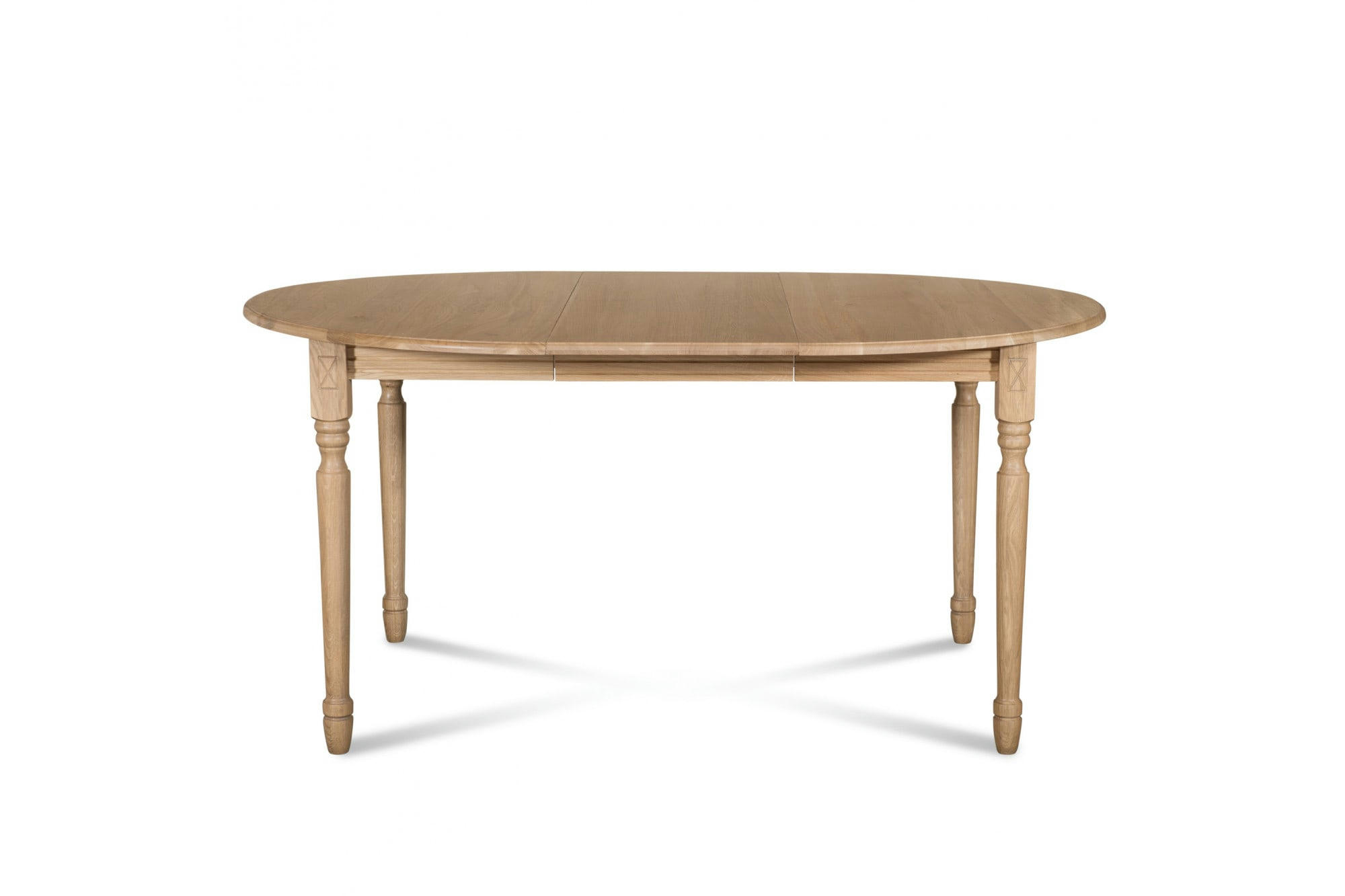 - Table ronde extensible pieds tournés D105 + 4 chaises tissu