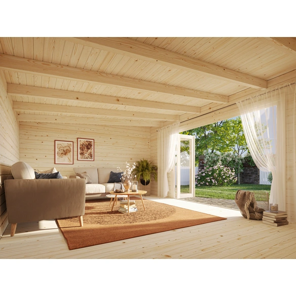 Blockbohlenhaus »Lea«, Holz, BxHxT: 578 x 249 x 380 cm (Außenmaße inkl. Dachüberstand)