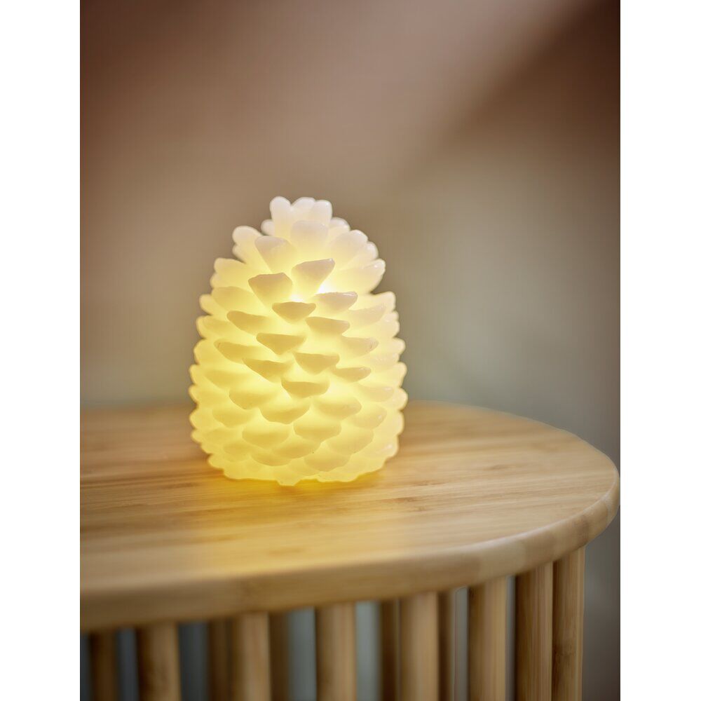 Pomme de pin effet cire à LED blanc Ø10xH12cm