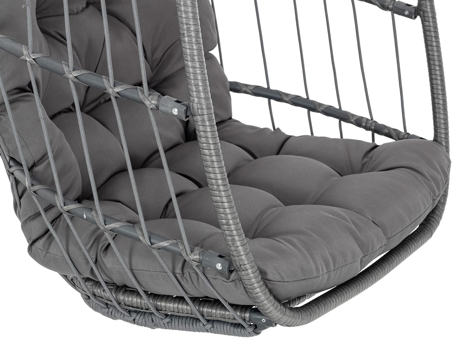 Yechen Hanging Egg Chair Outdoor Without Stand Indoor, Aluminum Foldable Swing Egg Chairs - Wicker Rattan Hammock Egg Porch Swing with UV Resistant Cushions for Bedroom Patio Balcony