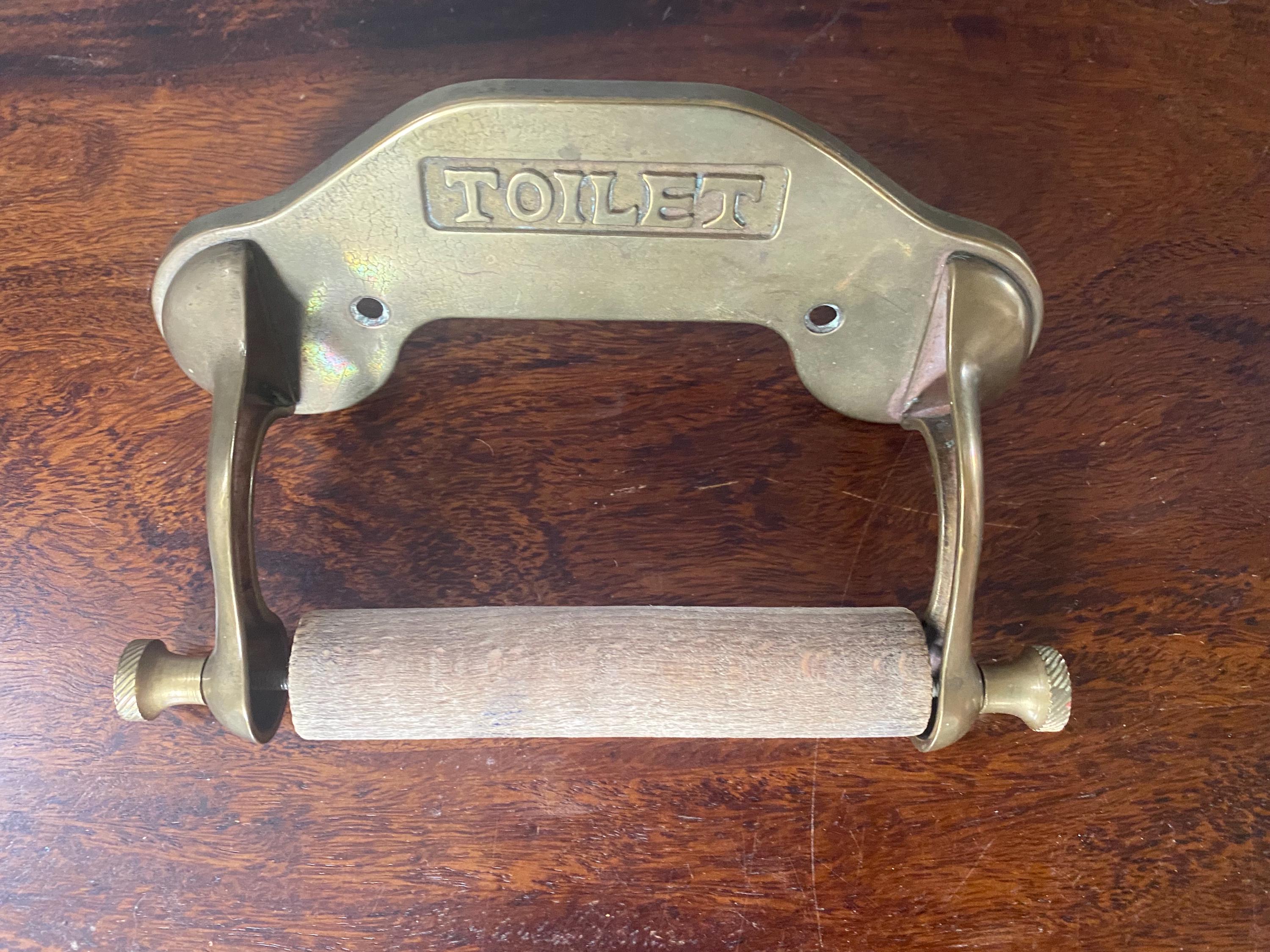Vintage Reclaimed Brass Toilet Roll Holder, Antique Bathroom Fitting, Architectural Salvage, Period Home Decor, Traditional Brass Holder