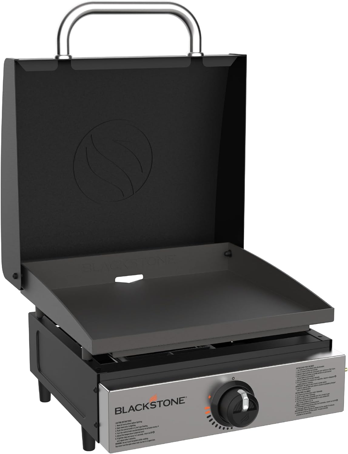BLACKSTONE 1814 Stainless Steel Propane Gas Portable  Flat Top Griddle Frill Station for Kitchen  Camping  Outdoor  Tailgating  Tabletop  Countertop – Heavy Duty & 12  000 BTUs  17 Inch  Black