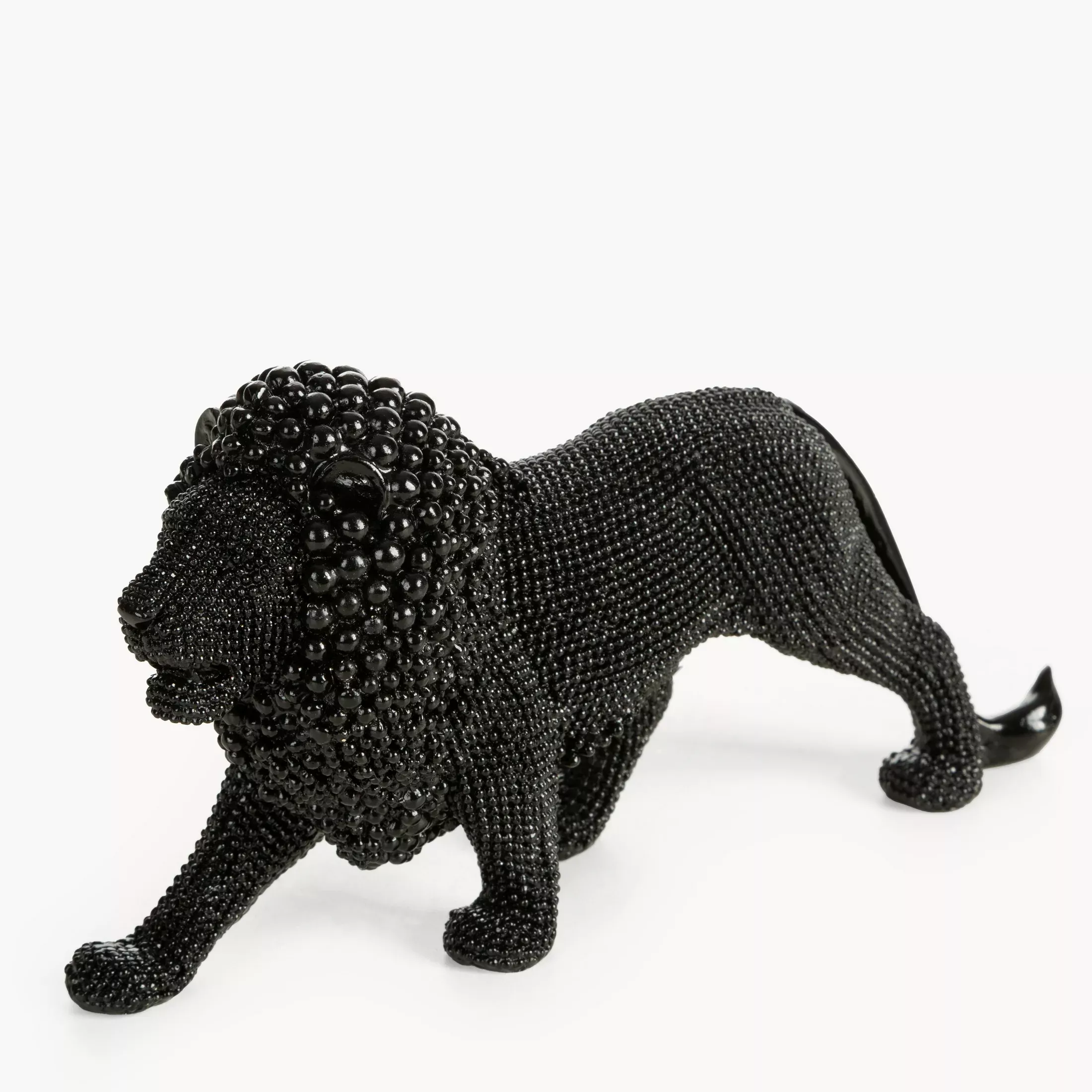 Figurka czarna w kształcie Lwa o drobnym strukturalnym wzorze 23x6x12 cm ELDO 3