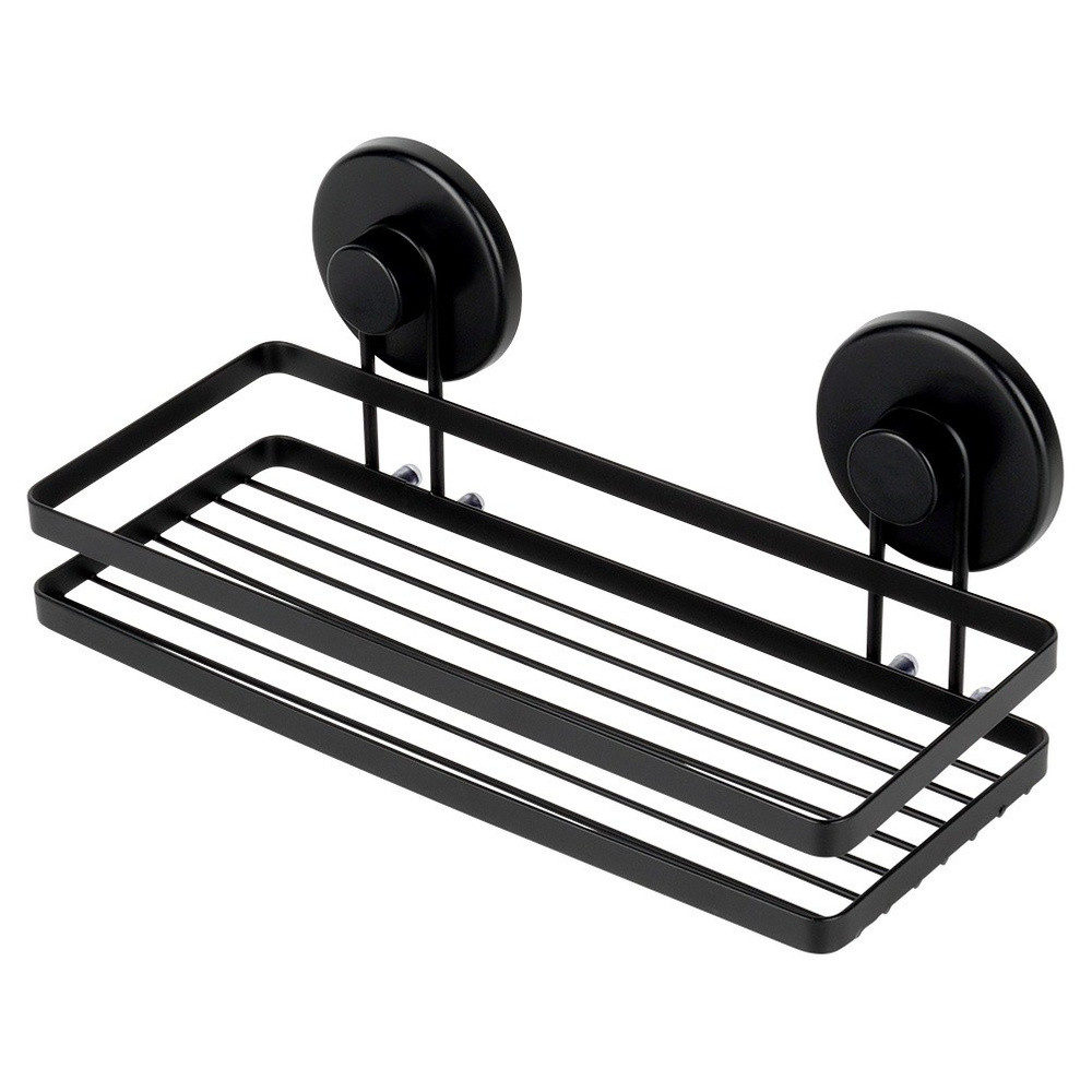 Półka pod prysznic metalowa czarna na przyssawki 25x10x8,5 cm