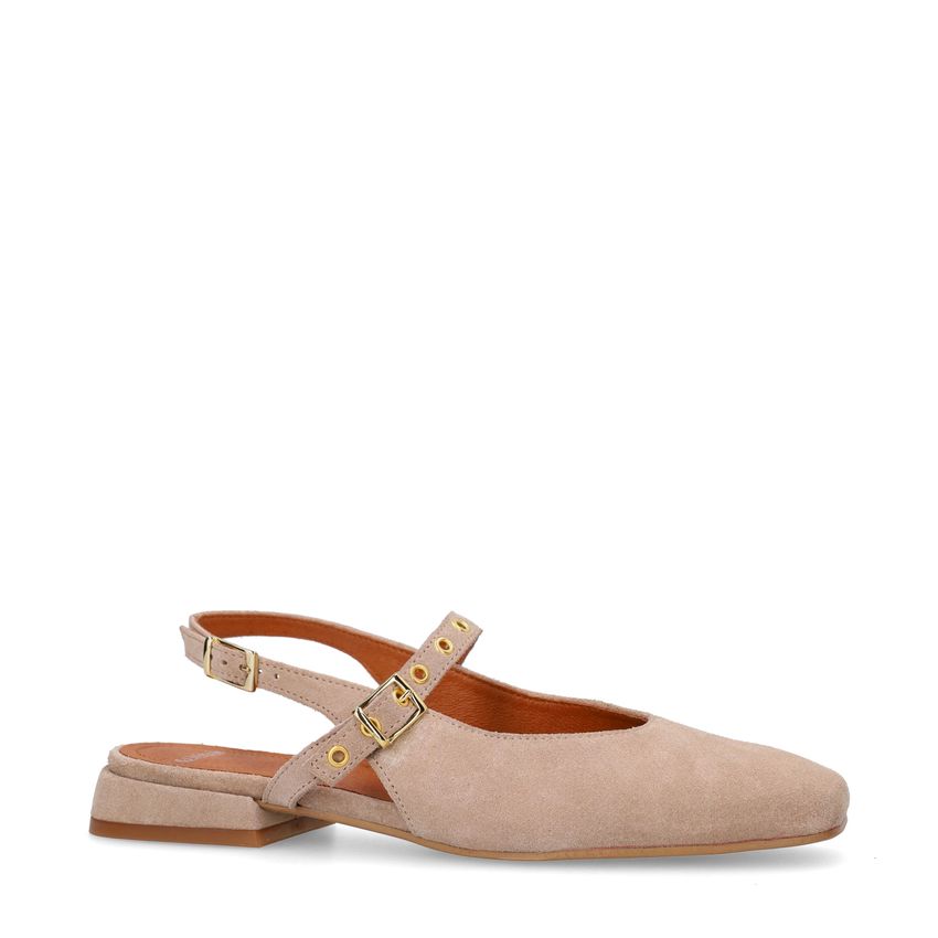 Manfield Beige suède slingbacks