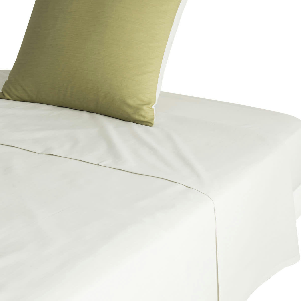 ÉCORCE - Drap plat fines rayures en bambou ivoire 240 x 300