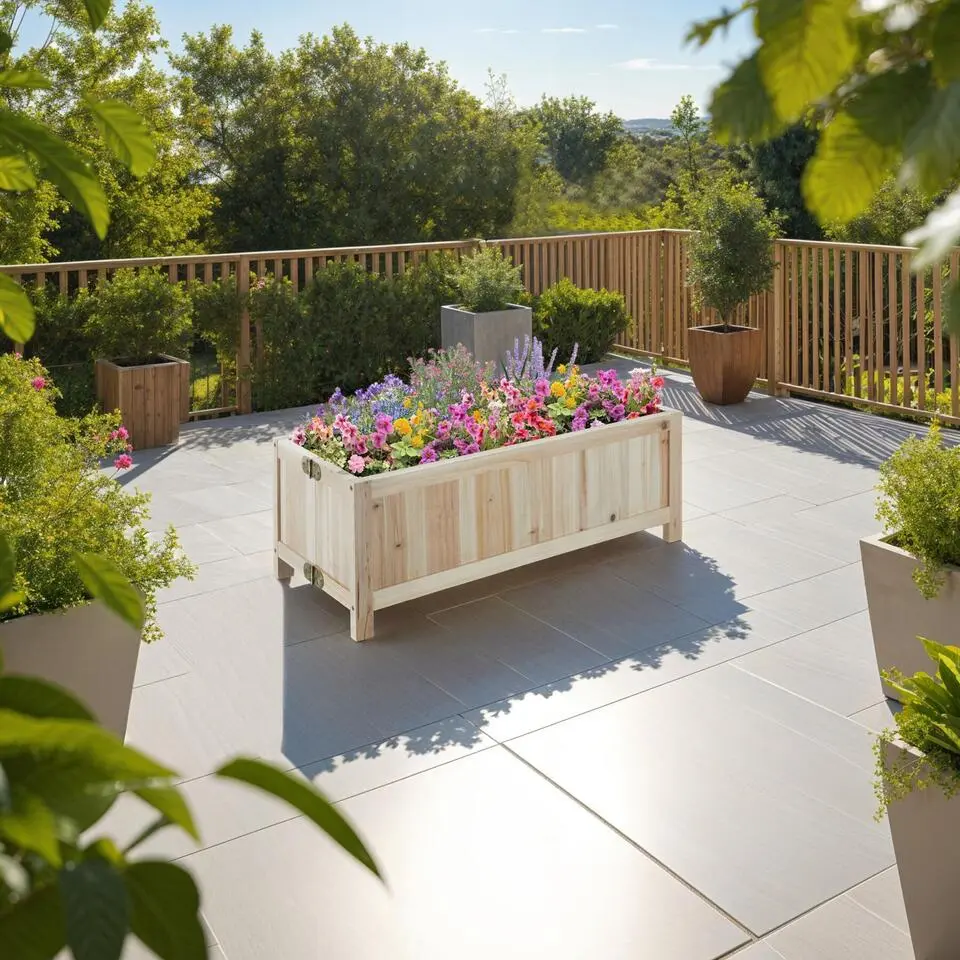 tectake - Verhoogde bak Blomster, opvouwbaar, 30l, incl. folie, 70x30x25cm