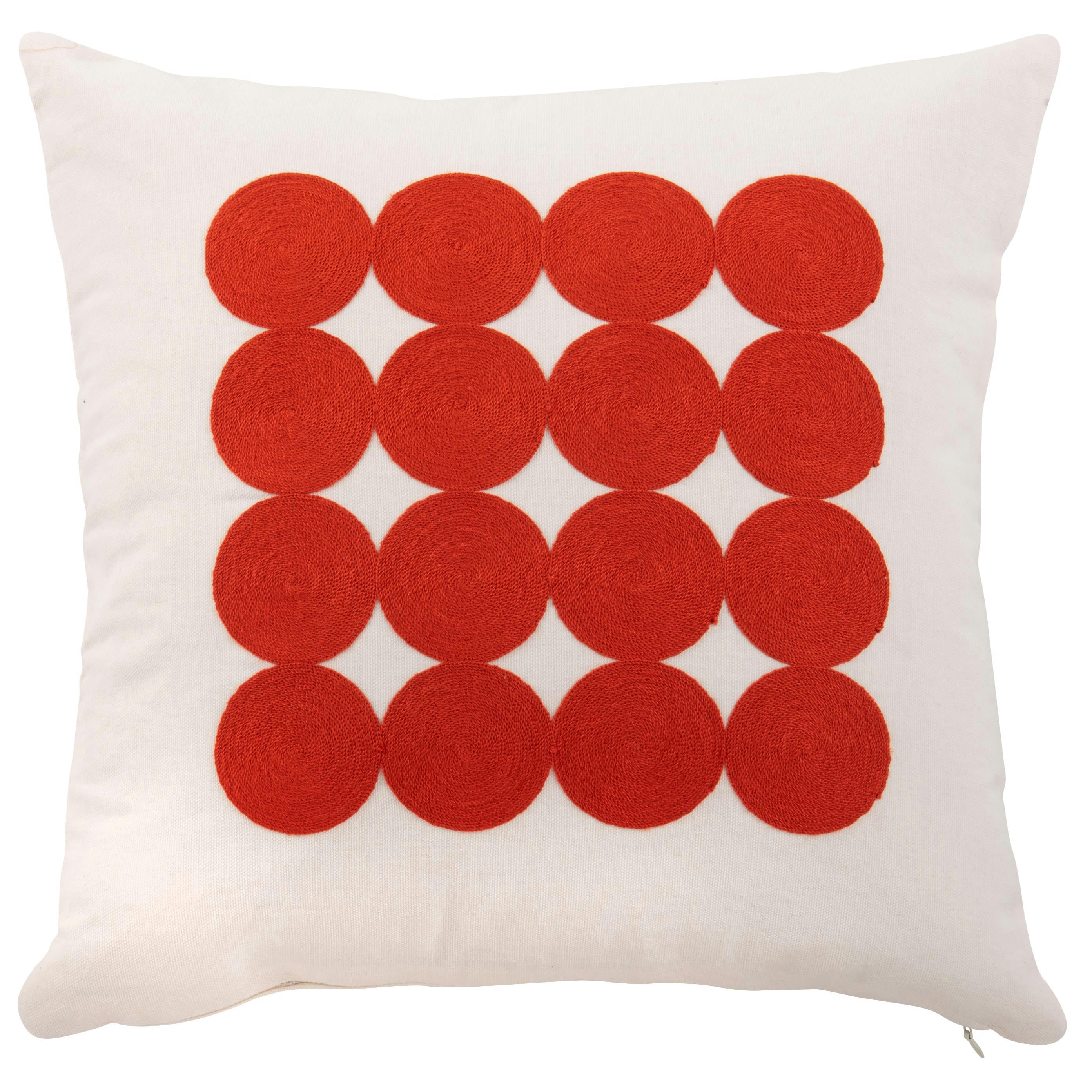 CANDAL - Housse de coussin en coton brodé rose framboise écrasée 40x40